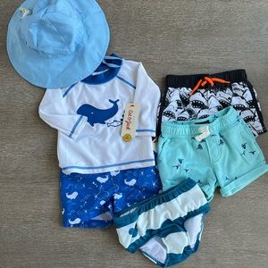 NWT Baby Beach Bundle! Bathing suits, hat, shorts. Cat Jack Osh Gosh 3-6 months